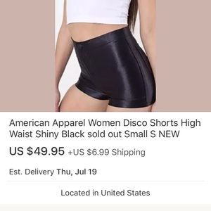 American apparel black disco shorts high waisted